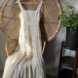 Vintage 1970s Gunne Sax Floral Print Corset Bodice Cottagecore Maxi Dress XS/S